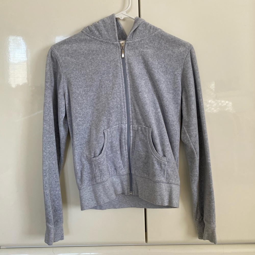 Velvet gray zip up